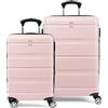Travelpro Runway - Set di 2 valigie, bagaglio a mano e convertibile, da medio a grande, con lato rigido, espandibile, Rosa cipria, 2-Piece Set (20/25), Runway - Set di 2 valigie rigide