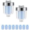 WJUAN 2 pezzi Filtro anticalcare per Connettori da 1/2, Filtro doccia con 10 Filtri blu Sostituibili, Filtraggio efficace delle Impurità dell'acqua, filtro per il Bagno o la Cucina