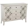 DRW Mobile Comodo con 2 Ante e 4 cassetti in Legno e Specchio Bianco, 110x37x84cm