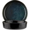 Le Coq Porcelaine LE COQ Phobos Piatto Fondo nero puntinato blu 18 cm - Confezione 6 pezzi