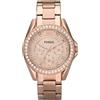 Fossil Orologio Riley Ladies, movimento al quarzo multifunzione, cassa in acciaio inossidabile oro rosa da 38 mm e bracciale in acciaio inossidabile, ES2811