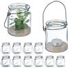 Relaxdays Vasetti Portacandele, Set 12, Vasi in Vetro, Bicchieri Manico, Indoor Outdoor HxD 9,5 x 8 cm, Trasparente Nero