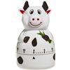 TFA Dostmann COW Timer analogico da cucina, 38.1007, timer per uova, con movimento a carica metallica, allarme acustico, plastica, bianco-nero
