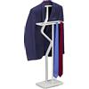 Relaxdays Servo Muto da Camera, 107 x 47,5 x 20 cm, Appendiabiti per Giacca, Camicia e Pantalone, Acciaio e MDF, Bianco