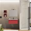 DEGHI Mobile bagno sospeso 80 cm con lavabo integrato rosso brik opaco e specchio - Agave