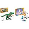 LEGO 31058 Creator Dinosauro, Set Animali Giocattolo 3 in 1 per Costruire T & 31140 Creator Unicorno Magico con Arcobaleno, Set 3 in 1 con Fantastici Animali Giocattolo