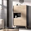 Dmora - Credenza Boario, Buffet alto da soggiorno, Madia moderna da salotto a 3 ante, 81x43h135 cm, Rovere e Antracite