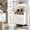 Dmora - Credenza Varatella, Buffet dispensa da soggiorno, Madia da salotto moderna a 2 ante, 80x40h102 cm, Bianco e Rovere