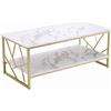 Ginhow Tavolino da salottino, bianco, in marmo MDF, quadrato, per divano, soggiorno, soggiorno, tavolino da caffè, 110 x 54 cm