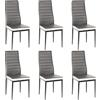 Homewell Set di 6 sedie da sala da pranzo, ergonomiche con telaio in acciaio, moderne sedie da ristorante, semplice ed elegante, set familiare (6, grigio e bianco)