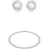 Swarovski Collana Angelic, Rotondo, Bianco, Placcato rodio & Orecchini a lobo Angelic, Taglio tondo, Bianchi, Placcato rodio