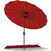 VOUNOT 270 cm Shanghai Ombrellone da Giardino, Parasole Spiaggia Inclinabile con Manovella, Protezione UV per Terrazza, Giardino, All'aperto, Rosso
