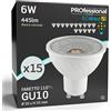 Eurocali Lampadine LED GU10 6W Professionali Trasparente 445 lumen - Forma: Faretto - Luce Bianco Naturale 4000K - Fascio Luminoso 110° - Pacco da15