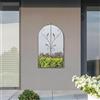 MirrorOutlet The Arcus - Specchio da parete moderno con cornice color cemento, da giardino, 80 x 46 cm, con retro nero per tutte le condizioni atmosferiche.