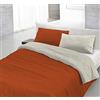 Italian Bed Linen Set Copripiumino 100% Cotone Natural Color, Made in Italy - Parure Copri Piumino - Sacco Piumone 200x200 cm con Doppia Patella e Federa Cuscino, Piazza e Mezza, Terra/Panna