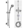 Croydex Presion - Set soffione doccia cromato e tubo flessibile con saliscendi Flexi Fix, doccetta per aumentare la pressione, piastra frontale rimovibile per una facile pulizia, ideale per sistemi a