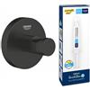 GROHE Start QuickFix Gancio per accappatoio e QuickGlue A1 (viti e tasselli inclusi, colla rapida facile da montare), 45 mm, Matt Black, 411732430