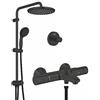 GROHE Start Set installazione vasca/doccia (termostatico esterno con deviatore, doccetta a 2 getti da 10 cm, porta accappatoio), Matt Black