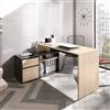 Dmora - Scrivania Gardena, Scrittoio multiposizione da ufficio o cameretta, Tavolo da studio angolare multiuso, 139x92h75 cm, Rovere e Antracite