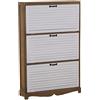 DRW Mobile scarpiera con 3 Ante in Legno Paulownia in Naturale e Bianco 76 x 22 x 119 cm, Multicolore, Grande