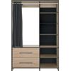 Symbiosis Jungo Armadio Rovere Naturale e Tenda Nera 122x50x182,1 cm