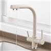 ZPSPZ Rubinetto Miscelatore Cucina Tre Vie Colore Avena Ottone Alta Qualità Girevole Caldo e Freddo Acqua Filtrazione Rubinetto da Cucina 3 Vie-A