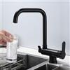 XJTNLB Rubinetto a Tre Vie Cucina Pieghevole, Miscelatore 3 Vie Abbattibile Sottofinestra Ottone Rubinetto Girevole Rubinetto 3 Vie per Depuratore, Rubinetto Cucina Nero