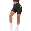 RXRXCOCO Pantaloni corti da donna a maniche corte, con tasca per cellulare, senza cuciture, per palestra, sport, da corsa, da ciclismo, Nero , S