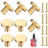 VARHHUXHA 8 Pezzi Pomelli per Cassetti, Pomelli per Mobili Oro, Manopole Rotonde per Armadietti, Manopole per Cassetti in Ottone Dorato, Manopole Cucina per Porte per Decorazioni con Cacciavite - 20 * 25mm