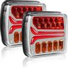 AOHEWEI 2 Pezzi 12/24V LED Luci Posteriori per Rimorchio con Impermeabile, Lampada di Posizione Freno Indicatore di Direzione Dinamico Luce Targa per Camper Caravan Trattore Furgone Camion E-mark