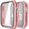 Misxi [2 Pezzi] Cover Apple Watch Series 9 (2023) Series 8 Series 7 Con Vetro Temperato 41mm, Custodia Rigida iWatch Protezione Totale Ultra Sottile Pellicola Protettiva, 1 Rose Pink + 1 Trasparente