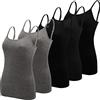 BQTQ 5 Pezzi Canottiera Donna Canotta Top Regolabile Spalline Canottiere per Donna e Ragazze, Nero, Bianco, Grigio, Blu Azzurro, Rosso Indiano, XL