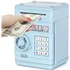 Highttoy Salvadanaio Bambini con Combinazione, Cassaforte Salvadanaio Elettronico, Regalo Bimbo 3-12 Anni Maschio, Cassa di Risparmio Bancomat, Blu Chiaro