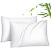 Fittia Lyocell - Set di 2 federe per cuscino in fibra di bambù, morbido, rinfrescante, traspirante, con chiusura lampo nascosta, 50 x 70 cm, colore: Bianco
