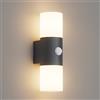 Klighten Applique da Parete E27 Esterno/Interno, Su Giù IP54 Lampada da Parete con Sensore di Movimento, Alluminio Luci da parete, per Balconi/Giardini, 40W Max, Antracite, Non Inclusa Lampadina
