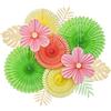 SUNBEAUTY 12 Pezzi Rosa e Verde Fiori Di Carta Decorazioni Feste Ventagli Da Appendere Decorazioni Estive Per Matrimoni Addio Al Nubilato Compleanni Estate, Decorazione Da Tavolo, Baby Shower