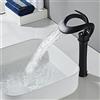 SJQKA Rubinetti per Cascata bagno, Rubinetto Bagno lavabo Stile Moderno, Regolazione a Caldo e Freddo, Miscelatore Monocomando per Bagno Valvola in Ceramica, Metallo di Alta Qualità,Nero,Alto