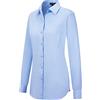 Tapata Camicie abbottonate da Donna Camicette a Maniche Lunghe dal Taglio Classico Top Elasticizzati per Lavoro Business Casual Elegante, Azzurro, Large