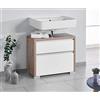 Schildmeyer Bello 138180 - Mobile sottolavabo, Quercia Selvatica/Bianco Lucido, 67 x 33 x 57 cm