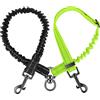 Nasjac Guinzaglio doppio per cani, nero e verde fluorescente, guinzaglio per cani, versione a 2 colori (per XS/S+S), elastico ammortizzante, senza grovigli, connettore girevole a 360°, lunghezza