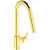 Ideal Standard - Gusto, Miscelatore monocomando per lavello da cucina, Bocca alta tubolare con doccetta orientabile ed estraibile a due funzioni, Brushed Gold