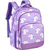 VASCHY Zaino per bambini ragazze ragazzi carino 40,6 cm zaino scuola elementare con cinturino petto fibbia e scomparti multipli, Unicorno Viola, Taille unique, Casual