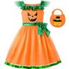 ReliBeauty Vestito Zucca Bambina Gonna Tutu Costume Halloween Senza Maniche con Borsetta, 110