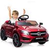 LOGEEYAR Macchina Elettrica per bambini da 12V Mercedes Benz AMG con telecomando 2.4G, veicoli elettrici a 2 porte con MP3,clacson,luci a LED e cintura di sicurezza per bambini dai 3 anni in su,Rosso intenso