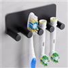 ALOCEO Porta Spazzolino Elettrici Bagno Senza Foratura Porta Testine Spazzolino Elettrico da Muro in Acciaio Inossidabile per Spazzolini Elettrici 4 Testine, Nero