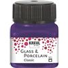 KREUL 16212 - Vetro & Porcellana Viola Classico, in Barattolo da 20 ml, Vernice Brillante a Base d'Acqua per Vetro e Porcellana, a Rapida Essiccazione, Opaca