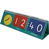 TimeTEX - Flip chart ora con orologio analogico | Facile da maneggiare e stabile per imparare la data e i giorni della settimana | Contenuto: lavagna a 6 alette con carte colorate