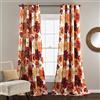 Lush Decor Leah Room - Coppia di tende oscuranti per finestra, motivo floreale, con occhielli isolanti, 132 x 241,3 cm (larghezza x lunghezza), colore: rosso e arancione