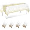 Ruikdly 4 Pezzi Tovaglie Rettangolare a Pois Bianchi e Dorati Tovaglia Usa e Getta Oro Tovaglia 137 x 274 cm Tovaglia per Feste Bianca e Oro Usa e Getta per Matrimoni, Natale, Party, Picnic, Compleanno