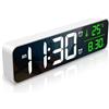 ORIA Sveglia Digitale, Orologio da Comodino a LED [Display LED Grande da 10''], Orologi da Scrivania Elettrici a Specchio con Data, Ora, Display Temperatura, Snooze, 6 Luminosità, 4 Volumi - Bianco
